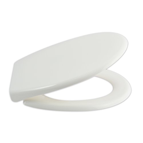 MSV WC Sitz "Tribeca" Toilettendeckel Thermoplast mit Absenkautomatik und auf Knopfdruck abnehmbar zur Reinigung in Weiß – Easy Fix Clip System von MSV