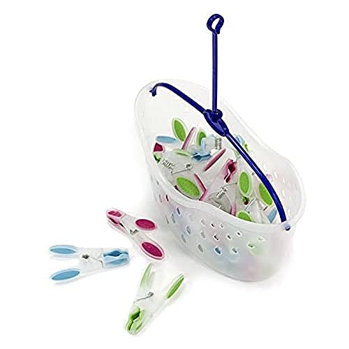 MSV Wäscheklammern Korb 24 Stck. mit Soft Grip perfekt zum Einhängen an den Wäscheständer oder die Wäscheleine, Vert/Fuchsia/Bleu MSV Wäscheklammern Korb 24 Stck. mit Soft Grip perfekt zum Einhängen an den Wäscheständer oder die Wäscheleine, Vert/Fuchsia/Bleu von MSV