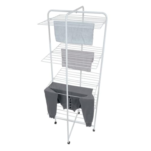 MSV - Wäschetrockner Tour 4 Ebenen 30M aus Weißem Stahl, Maße 62x62x168cm, Hohe Trockenleistung, Robust und Langlebig, Ideal für Kleidung, Teppiche und mehr von MSV