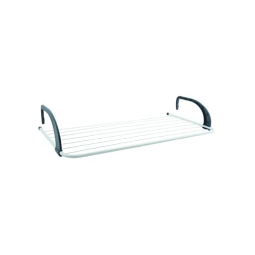 MSV - Balkon Wäschetrockner 7M Weiß & Schwarz, Große Kapazität, Maße 74x36,3x12cm, Ideal zum Wäschetrocknen, Robust und Langlebig, Platzsparend, Perfekt für Kleidung und empfindliche Stoffe von MSV