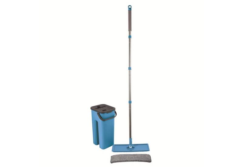 MSV Wischmopp COMPACTO, Touchless Mop Reinigungssystem, 4-teiliges Set: Eimer 4L, Wischer mit Microfaser Mopp, inkl. 1 extra Ersatzbezug von MSV