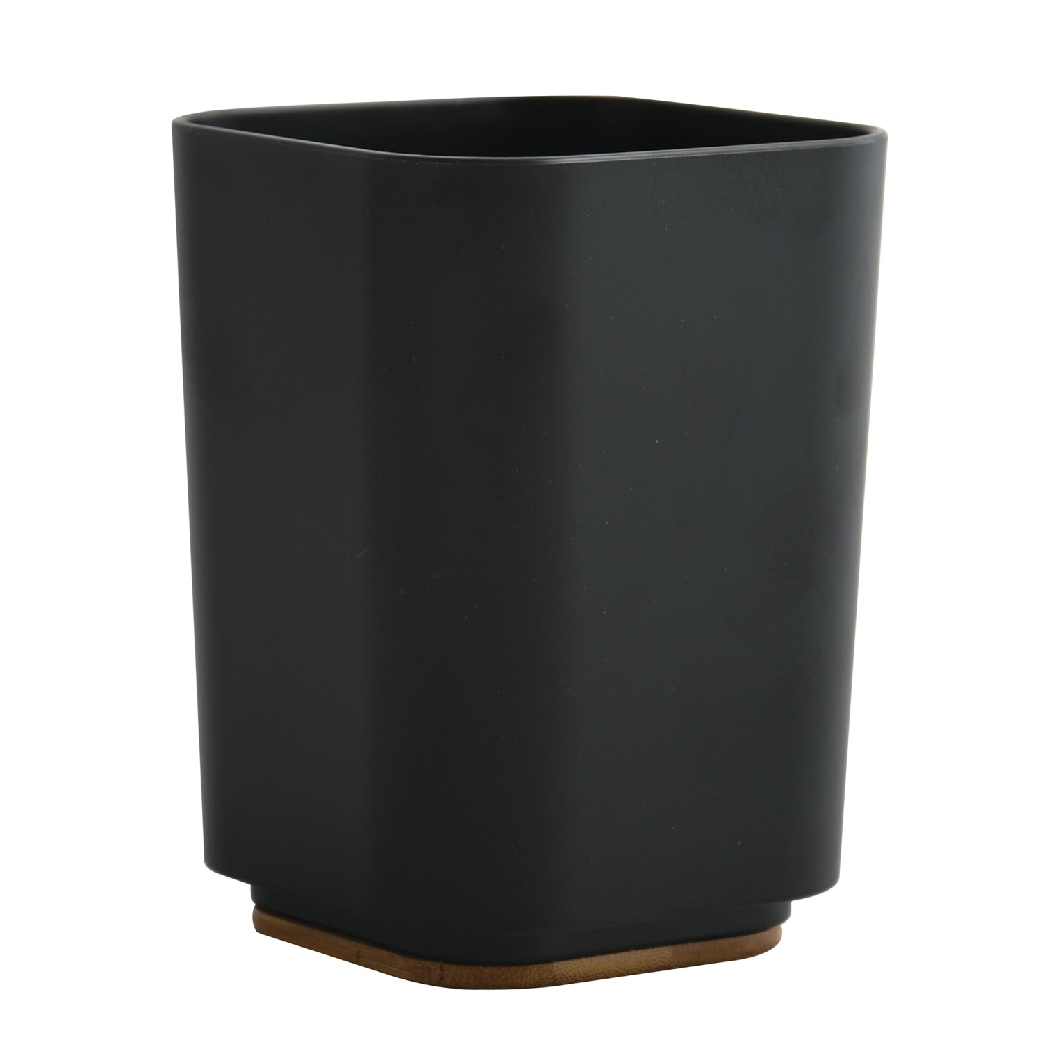 MSV Zahnputzbecher Kamla Polystyrol und Bambus 7,9 x 7,9 x 11,1 cm Schwarz von MSV