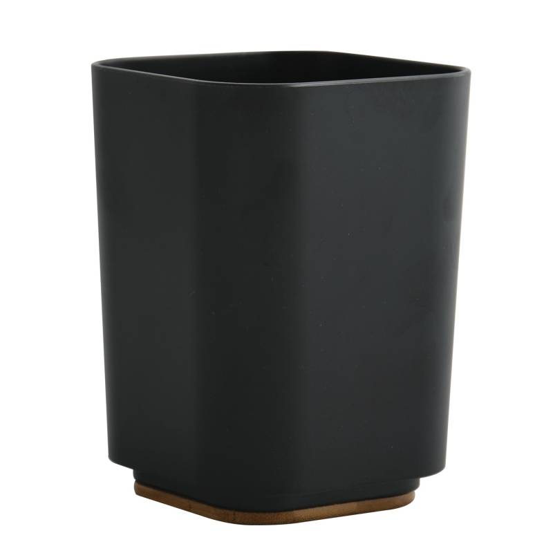 MSV Zahnputzbecher Kamla Polystyrol und Bambus 7,9 x 7,9 x 11,1 cm Schwarz von MSV
