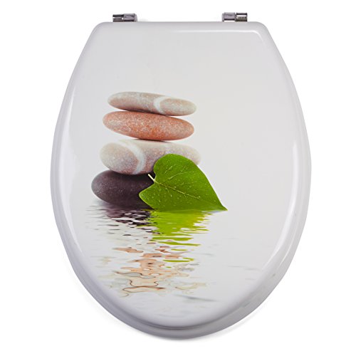 MSV WC Sitz Toilettendeckel MDF Holzkern "Lingga" Scharniere aus Edelstahl - hochwertige und stabile Qualität von MSV