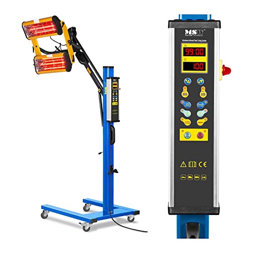 MSW Lacktrockner Infrarot Trockner Strahler IR-DRYER2000.1 (2200 W, 2 Strahler, 40–100 °C, Trocknungsfläche 800 x 1000 mm, Max. Höhe 224 cm, Timer 1–99 min) von MSW Motor Technics