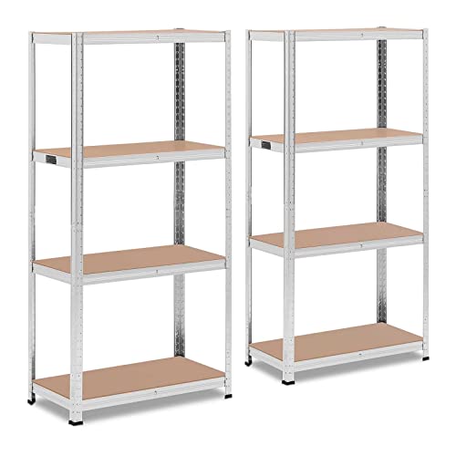 MSW MSW-STSH-26 Schwerlastregal 80 x 40 x 160 cm für 4 x 80 kg Grau 2 STK. Metallregal Kellerregal von MSW Motor Technics