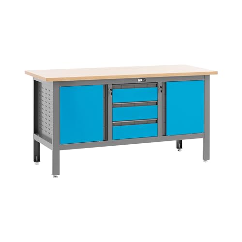 MSW MSW-TOOLC-003A Werkbank 169 x 86,5 cm 1000 kg 3 Schubladen 2 Fächer Werktisch Werkstatttisch Werkstattbank Arbeitstisch Werkstatt von MSW Motor Technics
