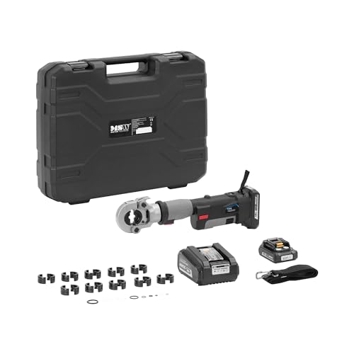 MSW-PRTO1.0 Crimpzange hydraulisch 16 bis 300 mm² Sechskantpressung 60 kN 2,5-4 s OLED-Display LED-Licht Bedienung mit einer Hand für Aluminium- & Kupfer Presszange Akku-Crimpzange von MSW Motor Technics