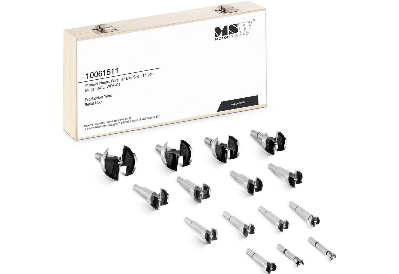 MSW Bohrkrone 15-tlg. Astlochbohrer Ø 10- 50 mm Holzbohrer Lochbohrer von MSW