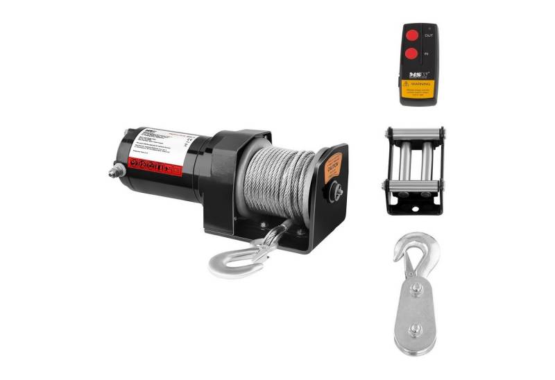 MSW Seilwinde 907 kg 12 V Elektrische Motorwinde Umlenkrolle Fernbedienung von MSW