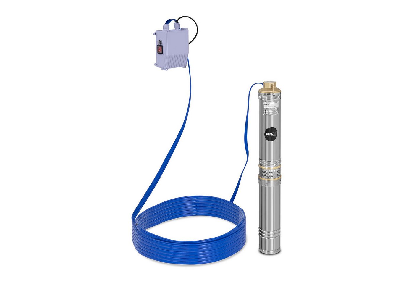 MSW Tiefbrunnenpumpe 6.000 l/h Tauchpumpe Wasserpumpe 370 W Edelstahl Brunnenpumpe 43 m MSW Tiefbrunnenpumpe 6.000 l/h Tauchpumpe Wasserpumpe 370 W Edelstahl Brunnenpumpe 43 m von MSW
