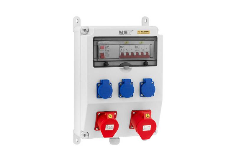 MSW Verteilerbox Stromverteiler 3 x Schuko 2 x CEE FI + Leitungsschutzschalter von MSW