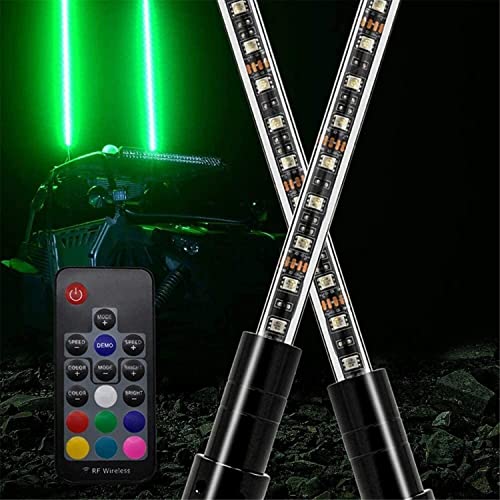 MSWIGS HSF LED-Lichtpeitschen Antenne 2 STÜCKE LED Peitsche Lichter Antenne Fahnenmast mit Fernbedienung Warnleuchten for Geländefahrzeuge ATV UTV Trucks (Size : 2FT) von MSWIGS