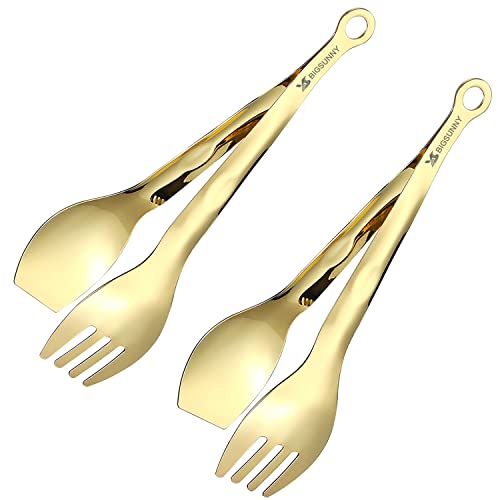 MSY BIGSUNNY Servierzange – Premium Edelstahl Lebensmittelzange Set mit 2 Stück (goldfarben, 23cm) von MSY BIGSUNNY