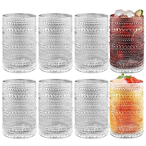 MSYU 8 Stück Trinkgläser Set Gläser Tumbler, 350ml Vintage Gläser Geprägte Wasserglas, Romantische Wassergläser Glasbecher für Getränk Cocktail Whisky Tee(7.4 x 12.5cm) von MSYU