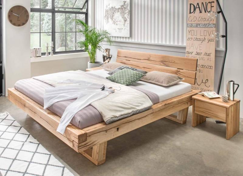 Balkenbett UNIKA Massivholzbett Eiche geölt 200 x 200 cm von MSZ Design