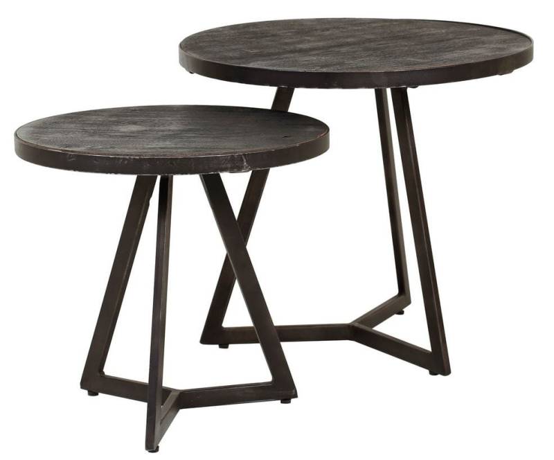 Beistelltisch YUKON 2er-Set Platte Akazie Eisengestell schwarz von MSZ Design