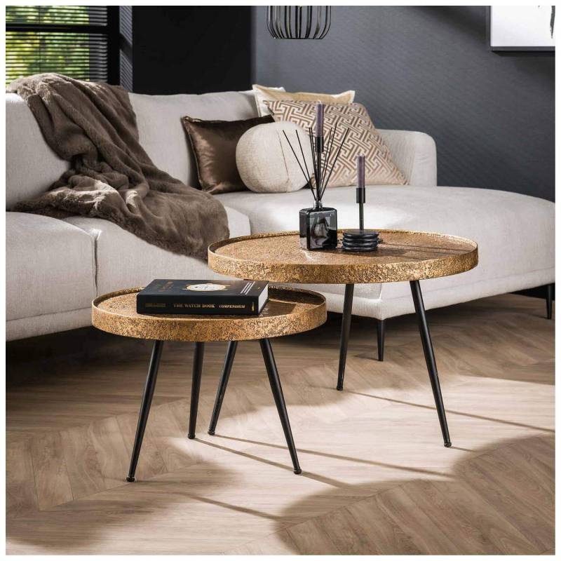 Beistelltisch ZAND Bronze Antik 2-Satz-Tisch Metall sandgestrahlt von MSZ Design