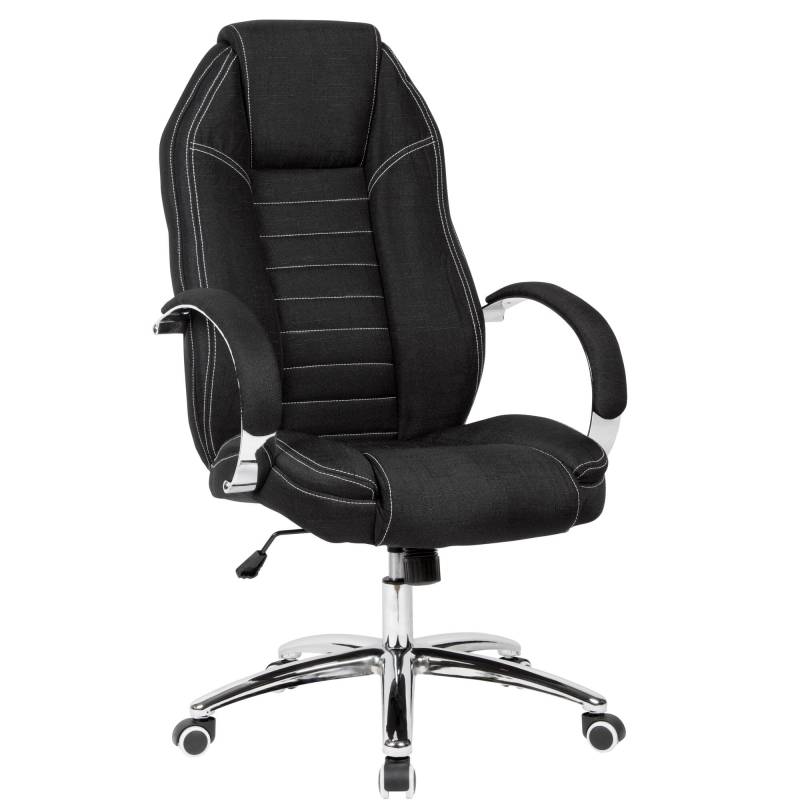 Bürostuhl Chefsessel Stoff Schwarz in Jeansoptik mit Wippfunktion von MSZ Design