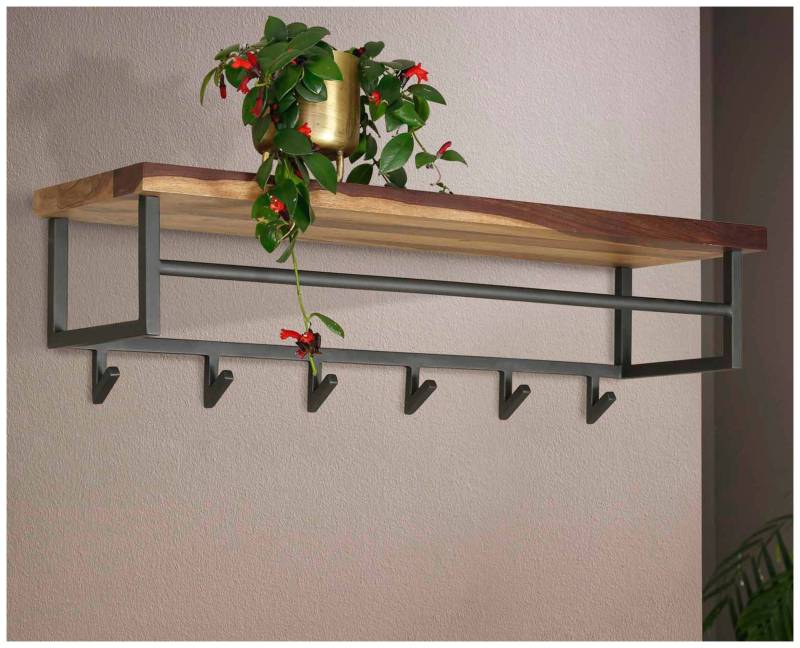 Garderobe Wandgarderobe DAYTON 6 Haken mit Hutablage aus Saja Nussbaum von MSZ Design