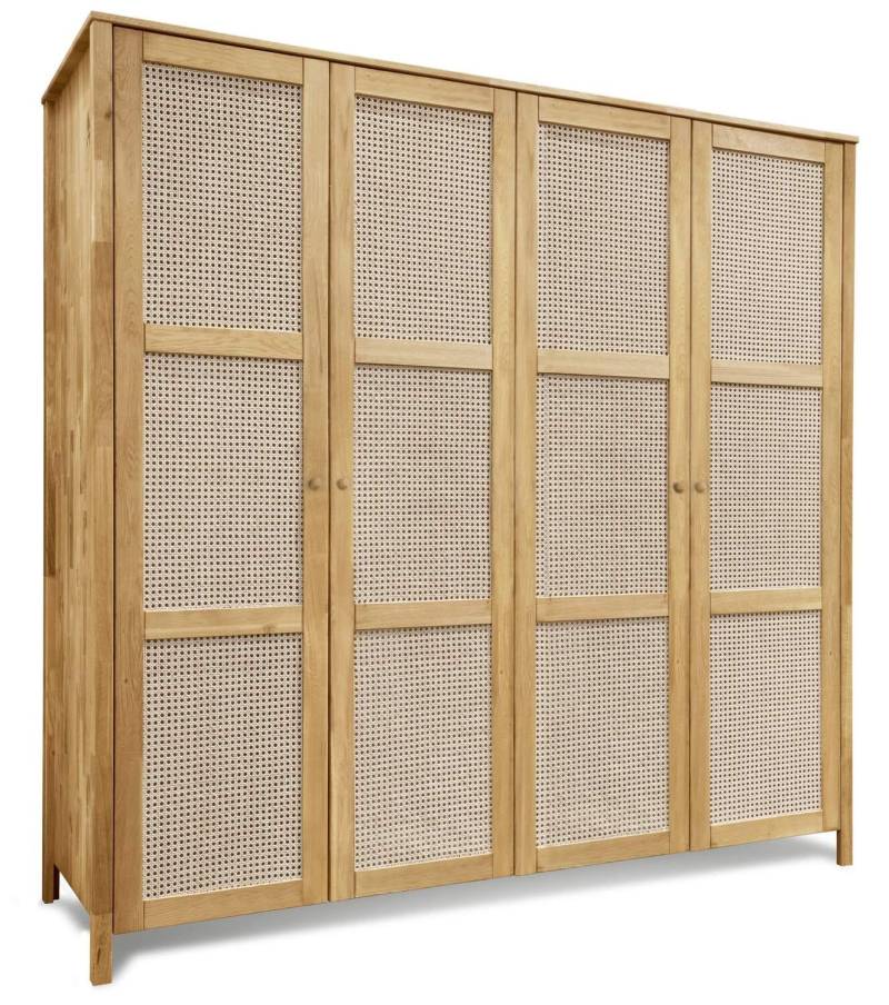 Kleiderschrank FRIA 4 Türen Wildeiche geölt mit Wiener Geflecht von MSZ Design
