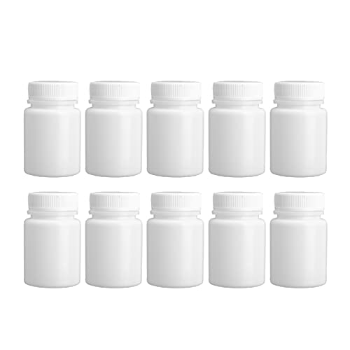 MSemis 10 Pcs Leere Kunststoffflasche Medizin Fläschchen Apothekerdose mit Schraubverschluß Abfüllung Tablettendosen für Medizin Kapsel Pille Veranstalter Flasche Weiß 30ml von MSemis