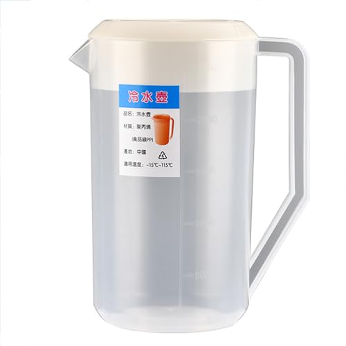 MSemis Plastik Krug mit Deckel 2500ml Großer Wasserkrug Pitcher Wasserkaraffe Transparent Kanne mit Griffe Trinkkrug Teekanne Klar B 2500ML von MSemis