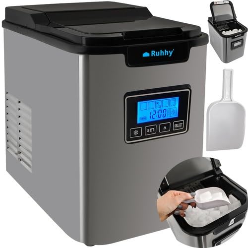 Eiswürfelmaschine mit Eiswürfelschaufel und Eiskorb 12 kg in 24 Std 9 Eiswürfel in 6-13 min 3 Eiswürfelgrößen 2,2 Liter Wassertank Edelstahl 5536 von MT MALATEC