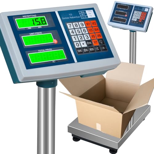 Elektronische Plattformwaage Digitale Plattformwaage 100kg mit LCD Display & Akku – Lager & Versand –360 Grad Drehbar Regulierbar, Akku/Netzbetrieb Tarafunktion Industriewaage MALATEC von MT MALATEC