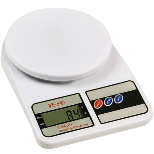 Küchenwaage 10 kg Digital Hochpräzise 1g LCD-Display Abstellautomatik Tarafunktion Weiß 24174 von MT MALATEC