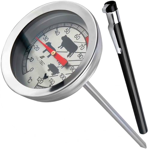 MT MALATEC Grillthermometer Analog Fleischthermometer bis 120°C Ø 5,1 13 cm Grill Smoker Räuchern 23813 von MT MALATEC