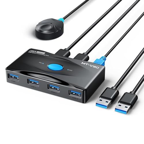 MT-VIKI 2 in 4 Out USB Switch 2PC USB 3.0 KVM Switch mit 2x1.5m USB 3.0 Kabeln Type-C Stromversorgung Desktop-Selektor für Tastatur Maus Drucker Scanner USB Sticks MT-VIKI 2 in 4 Out USB Switch 2PC USB 3.0 KVM Switch mit 2x1.5m USB 3.0 Kabeln Type-C Stromversorgung Desktop-Selektor für Tastatur Maus Drucker Scanner USB Sticks von MT-VIKI