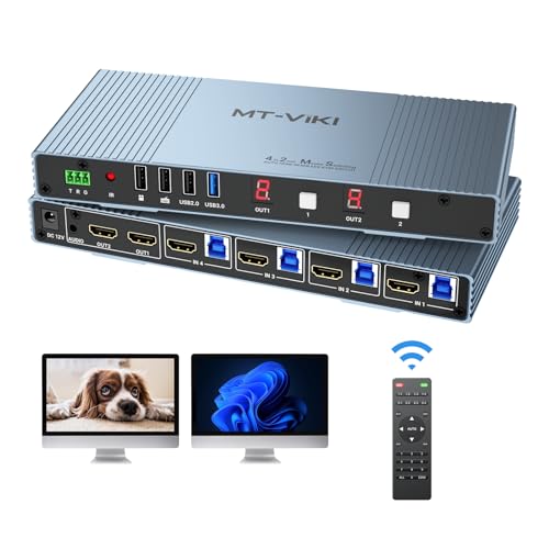 MT-VIKI 4K HDMI Matrix KVM Switch 4 PC 2 Monitore KVM Switch Seamless mit Maus Switching & 3.5mm Audio & IR Remote 4K@30Hz EDID+Hotkey+RS232 MT-VIKI 4K HDMI Matrix KVM Switch 4 PC 2 Monitore KVM Switch Seamless mit Maus Switching & 3.5mm Audio & IR Remote 4K@30Hz EDID+Hotkey+RS232 von MT-VIKI