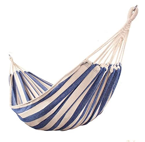 MTADSBKFP Camping-Hängematte, 2-Personen-Hängematte aus Baumwoll-Canvas mit blauen Streifen MTADSBKFP Camping-Hängematte, 2-Personen-Hängematte aus Baumwoll-Canvas mit blauen Streifen von MTADSBKFP