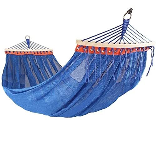 MTADSBKFP Camping-Hängematte, Tragbare Doppel-Mesh-Hängematte for Outdoor-Reisen, Mehrfarbig(Blue) von MTADSBKFP