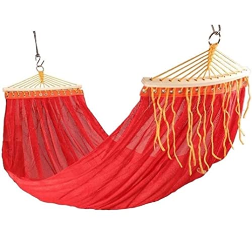 MTADSBKFP Camping-Hängematte, Tragbare Doppel-Mesh-Hängematte for Outdoor-Reisen, Mehrfarbig(Rosso) von MTADSBKFP