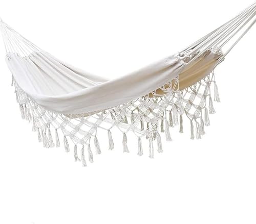 MTADSBKFP Camping-Hängematte, Tragbare Klapphängematte for 2 Personen, Camping und Reisen, mit Quasten, 200 x 150 cm, weißes Segeltuch MTADSBKFP Camping-Hängematte, Tragbare Klapphängematte for 2 Personen, Camping und Reisen, mit Quasten, 200 x 150 cm, weißes Segeltuch von MTADSBKFP