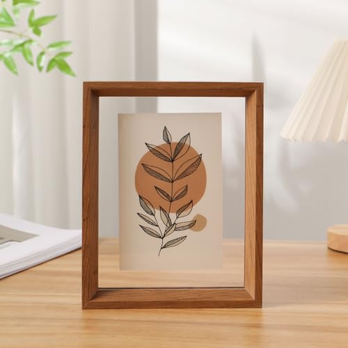 MTADSBKFP Display-Fotorahmen, Doppelseitiger Bilderrahmen aus Acryl und Holz for Postkarten, Gedenkfotos, Proben, Mehrfarbig, mehrere Größen(Brown,A4) von MTADSBKFP