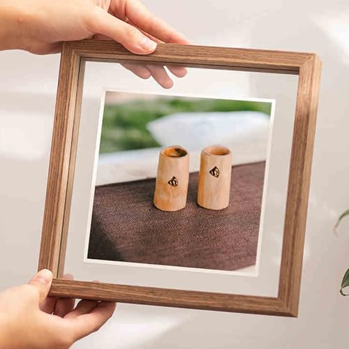 MTADSBKFP Display-Fotorahmen, Doppelseitiger Bilderrahmen aus Glas, Mehrfarbig, mehrere Größen, Fotos, Kunstwerke, Poster, Kunsthandwerk(Wood Grain Color,Square 7 inches) von MTADSBKFP