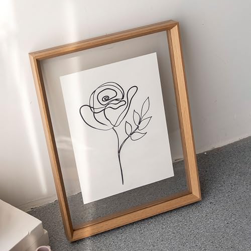 MTADSBKFP Display-Fotorahmen, Doppelseitiger transparenter Acryl-Holz-Bilderrahmen, mehrfarbiges Holz, mehrere Größen(Wood Grain Color,[Inner Diameter 60 * 60cm] Wall Hanging) von MTADSBKFP