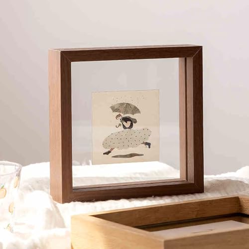 MTADSBKFP Display-Fotorahmen, Doppelseitiger transparenter schwebender Bilderrahmen aus Glas, Mehrfarbig, mehrere Größen(Walnut,10 inches) von MTADSBKFP