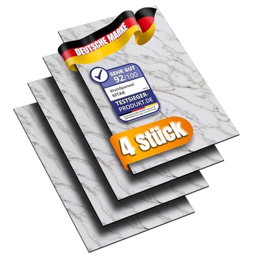 MTAK Wandpaneele Marmoroptik - 60x120 cm | PVC Wandverkleidung aus Kunststoffplatten - 4 Stück -Küchenrückwand - Bad & mehr | Einfache Montage mit Silikon (PVC-CL60120) von MTAK