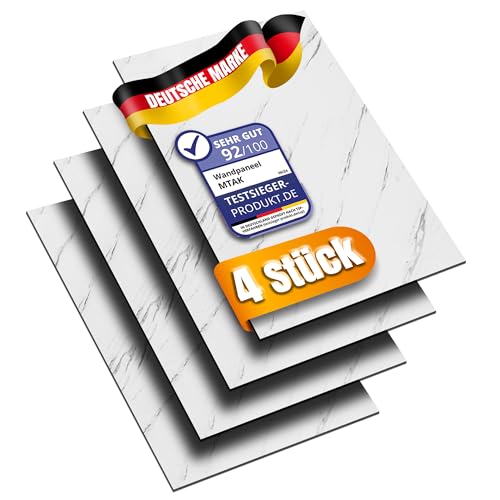 MTAK Wandpaneele Marmoroptik - 60x120 cm | PVC Wandverkleidung aus Kunststoffplatten -4 Stück - Küchenrückwand - Bad & mehr | Einfache Montage mit Silikon (PVC-IB60120) von MTAK