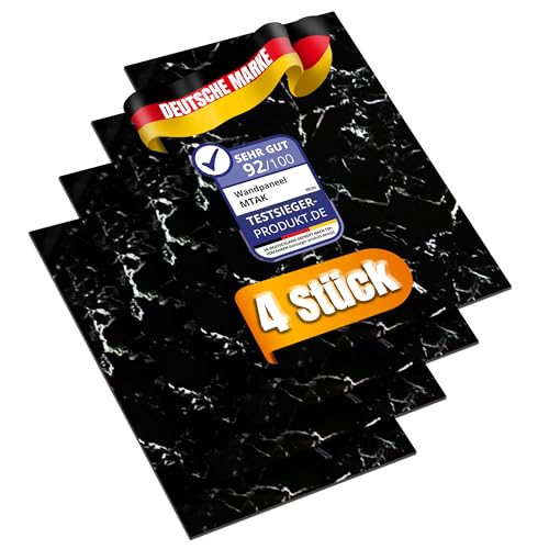 MTAK Wandpaneele Marmoroptik - 60x120 cm | PVC Wandverkleidung aus Kunststoffplatten - 4 Stück -Küchenrückwand - Bad & mehr | Einfache Montage mit Silikon (PVC-SM60120) von MTAK