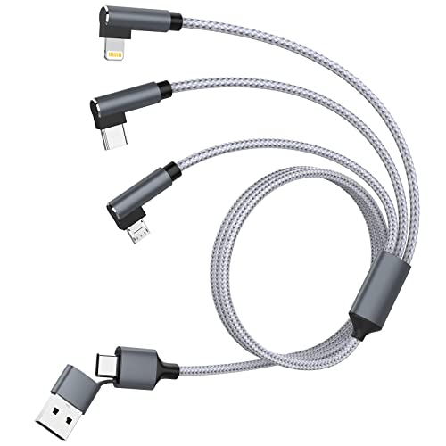 Multi USB Cable, 3 in 2 Multi Charging Cable 90 Degree Fast Charging Cable 3 m Charging Cable with iPhone/Micro/USB Type C Nylon Multi Charging Cable for iPhone, Samsung, Huawei, Xiaomi, Laptop Tablet von MTAKYI