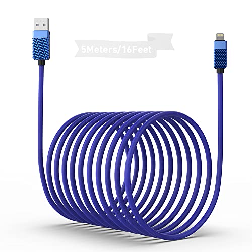 iPhone Ladekabel 5M, Apple MFi Zertifizierung 5M/ 16FT Ultra-Long Nylon geflochtenes USB Schnelllade- und Synchronisationskabel geeignet für Apple iPhone 14/14 Pro/13/12/11/XS/XSMax/XR/X/ 8/7/6/5 von MTAKYI