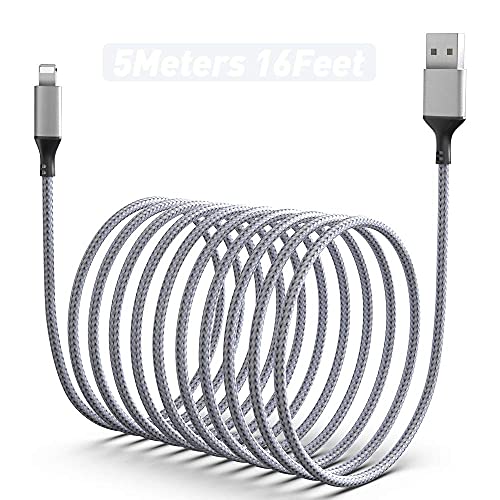 iPhone-Ladekabel 5M, [Apple MFi-Zertifizierung] 5M/16FT Ultralanges Nylon-Geflochtenes USB-Schnelllade Und Synchronisierungs Kabel Passend für Apple iPhone 13/12/11/ XS/XSMax/XR/X/8/7/6/5. Pad von MTAKYI