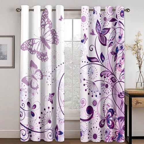 MTBDDyyds Vorhang Lila Blume Schmetterling 260X240Cm Blickdicht Verdunklungsvorhänge Mit Ösen Gardienen 2-Set Thermovorhang Blickdicht Verdunkelungsvorhang Gardinen Schlafzimmer MTBDDyyds Vorhang Lila Blume Schmetterling 260X240Cm Blickdicht Verdunklungsvorhänge Mit Ösen Gardienen 2-Set Thermovorhang Blickdicht Verdunkelungsvorhang Gardinen Schlafzimmer von MTBDDyyds