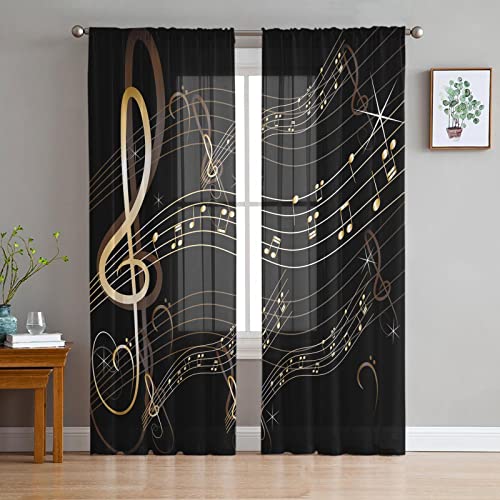 MTBDyyds 3D Blackout Vorhänge Ösen Gardinen 220X215Cm Musik Symbol Textur Kreativ 3D Vorhänge Blickdicht 2Er Set Thermo-Verdunklungsgardine Gardine Mit Ösen Thermogardinen Für Wohnzimmer von MTBDyyds