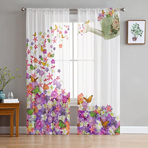 MTBDyyds Verdunkelungsvorhänge 3D Drucken 150X166Cm Bunt Mode Blumen Schmetterlinge Verdunklungsvorhänge Kinderzimmer 2 Stück Vorhang Blickdicht Ösenschal Kindergardinen Junge Verdunklungsgardine von MTBDyyds